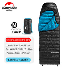 Load image into Gallery viewer, Naturehike CW400 Ultralight 4 Season Square Goose Down Backpacking Sleeping Bag Cold Weather Waterproof Camping Sleeping Bag