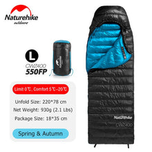 Load image into Gallery viewer, Naturehike CW400 Ultralight 4 Season Square Goose Down Backpacking Sleeping Bag Cold Weather Waterproof Camping Sleeping Bag