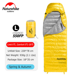 Naturehike CW400 Ultralight 4 Season Square Goose Down Backpacking Sleeping Bag Cold Weather Waterproof Camping Sleeping Bag