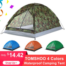 Load image into Gallery viewer, TOMSHOO 2 Persons Waterproof  Camping Tent PU1000mm Polyester Fabric Single Layer Tent for Outdoor Travel Hiking 200*130*110cm