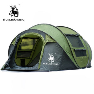 HLY Large throw tent!outdoor 3-4persons automatic speed open throwing pop up windproof waterproof beach camping tent large space