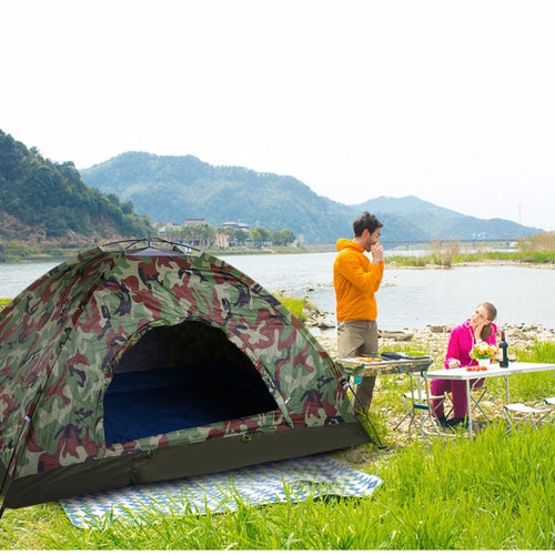 Outdoor Portable Single Layer Camping Tent Camouflage 2 Person Waterproof Lightweight Beach Fishing Hunting Tent Wigwam