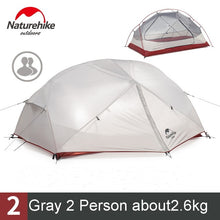 Load image into Gallery viewer, Naturehike Custom Mongar 2 3 Person Waterproof Double Layer Outdoor Tent Aluminum Rod Gray Ultralight Camping Tents Mat e-EMS